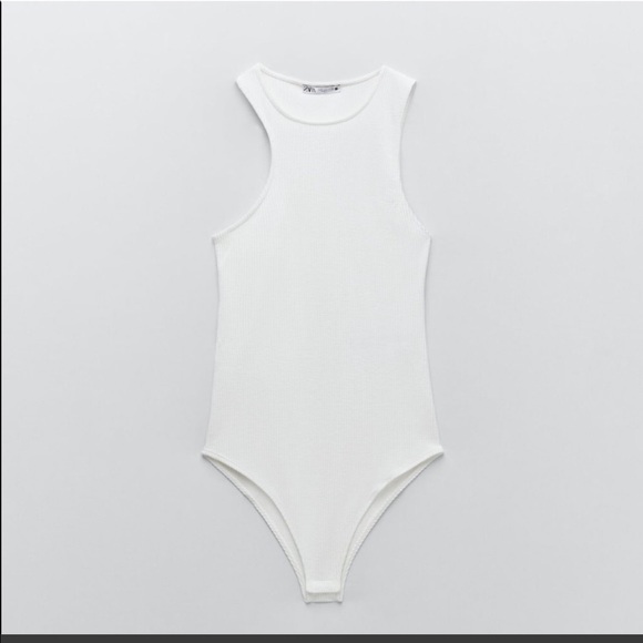 NWT Zara white Asymmetric Bodysuit - Picture 2 of 6